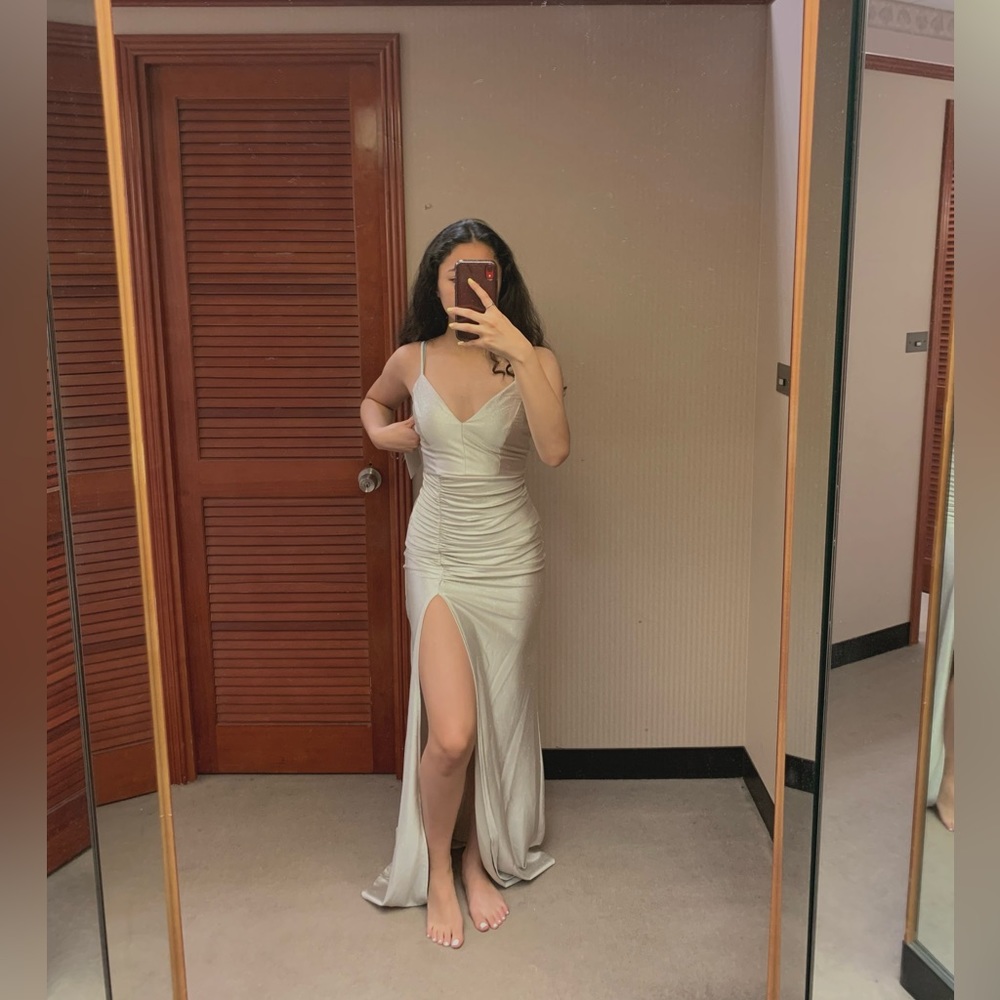 Dillard’s Honey&Rosie Champagne Prom Dress